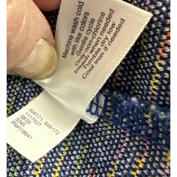 Lane Bryant Poncho Sweater Blue White Cowl Neck Pouch Pocket Pullover Plus 18/20 - Picture 12 of 12